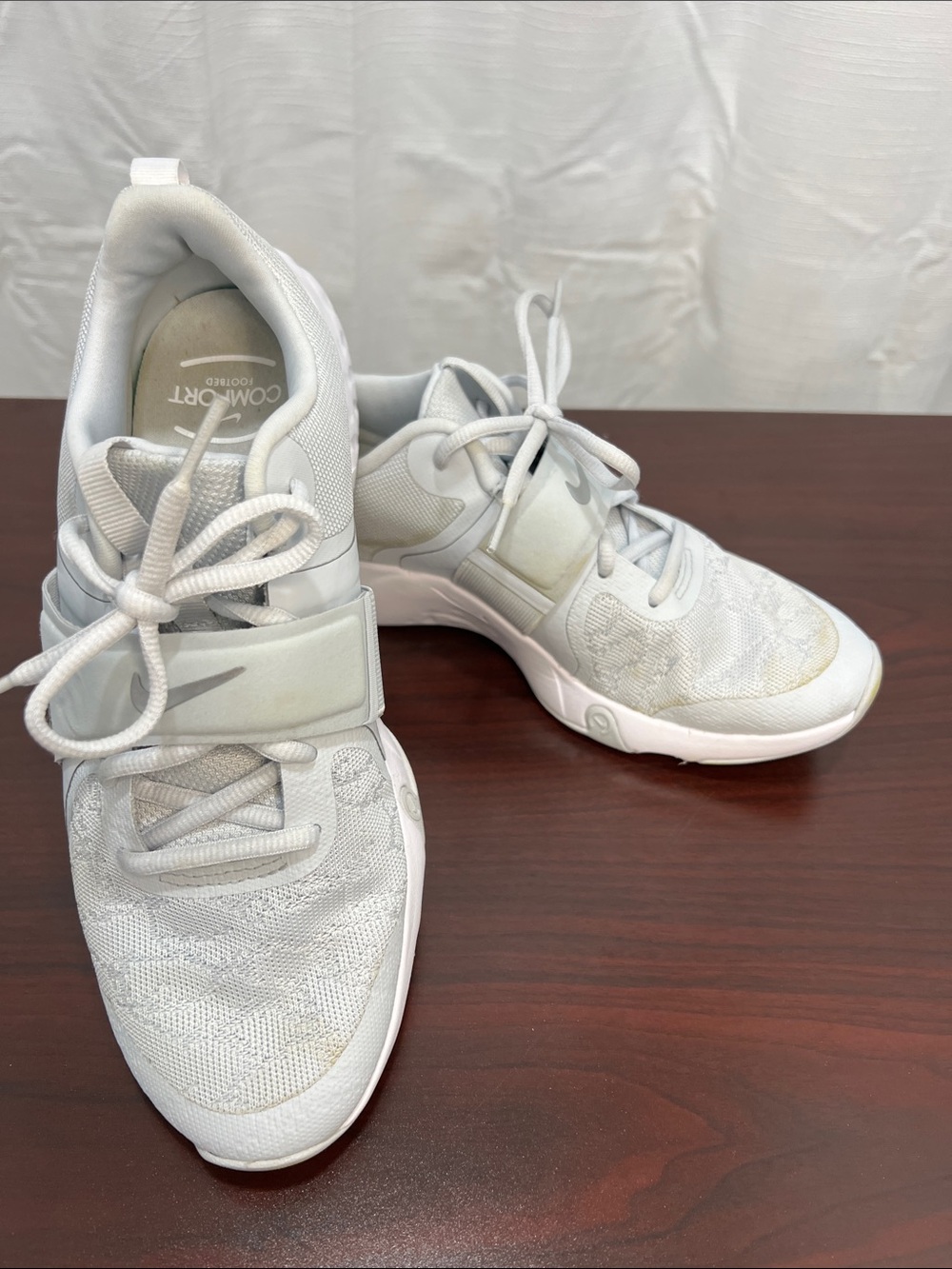 Nike Women's White Lace-Up Athletic Sneakers with Strap